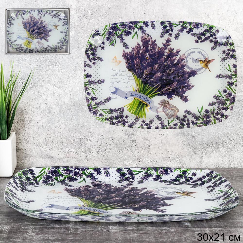 Блюдо прямоугольное глубокое для брускетт, канапе, нарезки 30х21 см / S445012C -DD132 /уп 12/ Лаванда