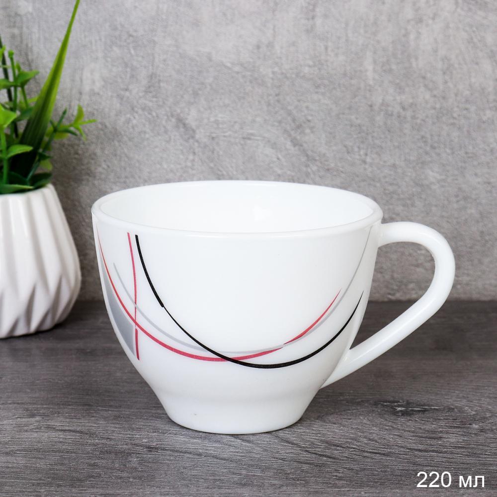 Кружка 220 мл / GRAY- EV16/756220 (7267) /уп 2/ Полосы бордо