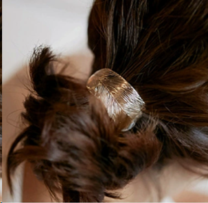 Резинка для волос Листок золото / NSAЕ-63 /уп 50/100/