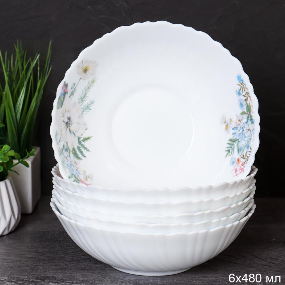 Набор суповых тарелок 6 штук 480 мл 155 мм тарелка глубокая / TW-60 (7327) /уп 12/ Лесная композиция