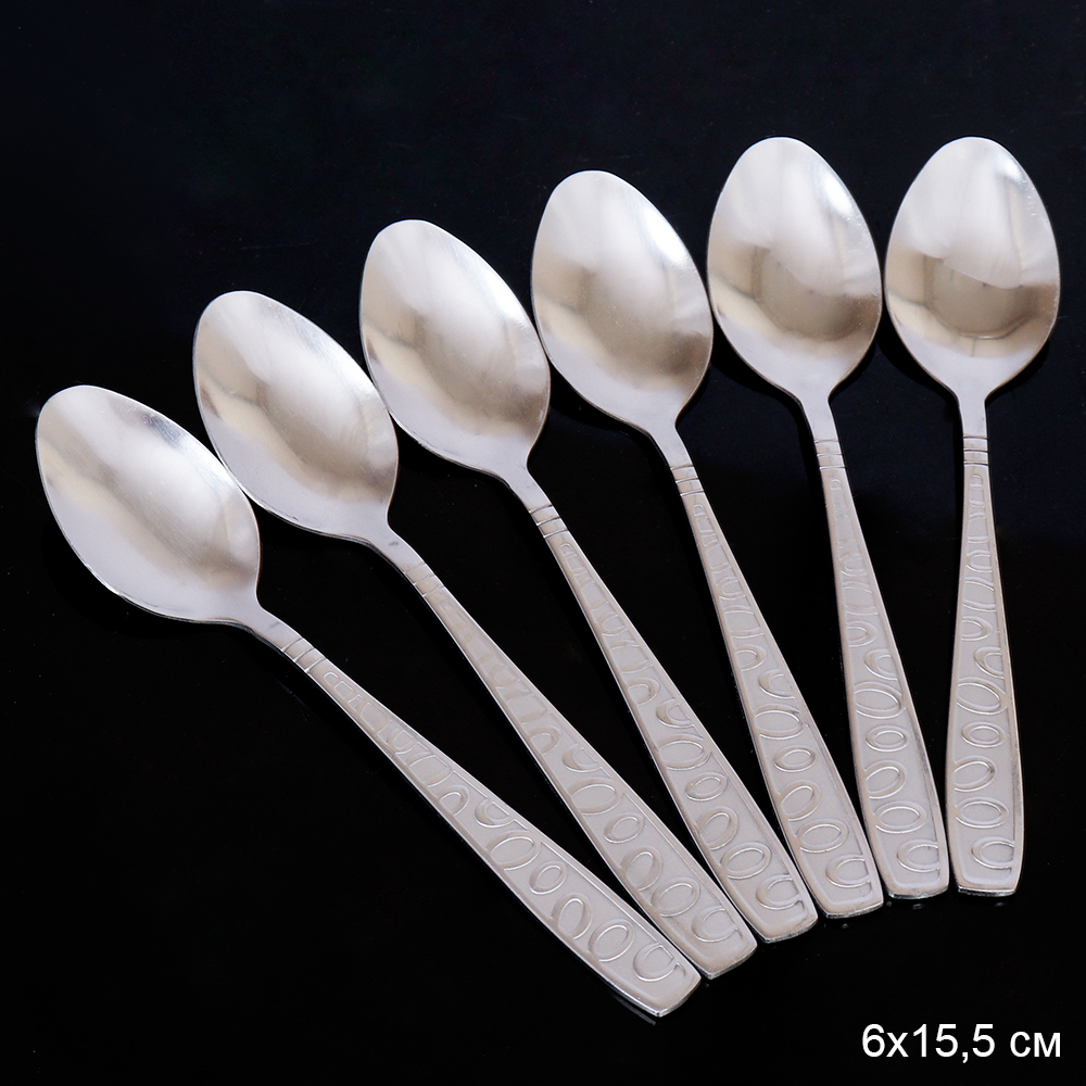 Ложка чайная 6 штук Серебро Гравитация Глянец / Y-882 /уп 100 / 0.18