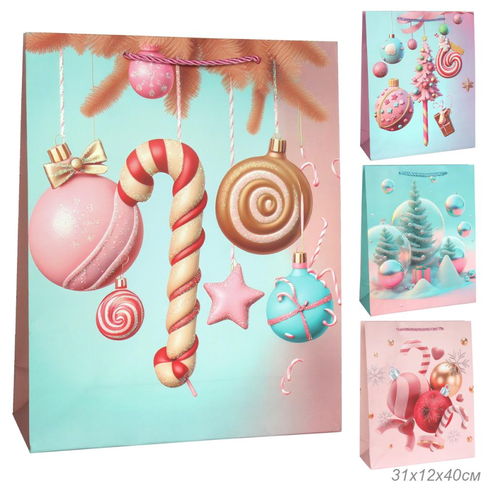 Пакет подарочный 26х32х10 / 5763-M /уп 12/480/ Новый год