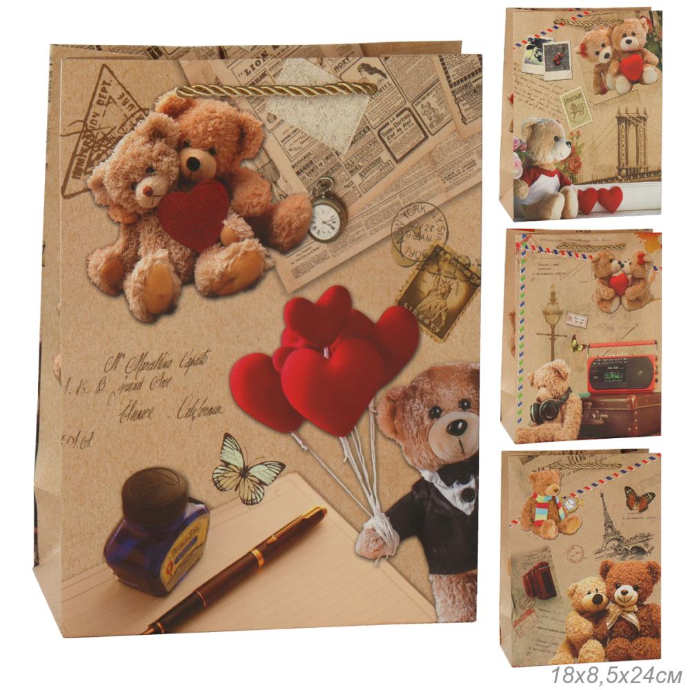 Пакет подарочный 18x24x8,5 Мишка / 24817S /уп 12/720/