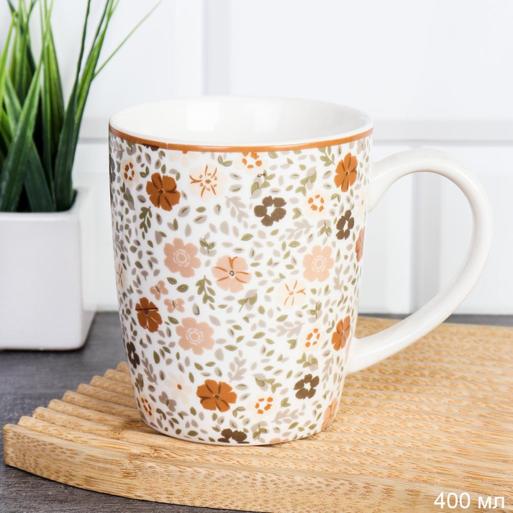Кружка 400 мл Цветы / FLC-902 /уп 72/