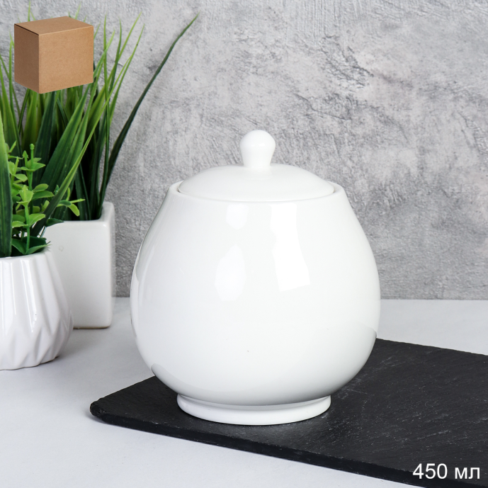 Банка для меда 450 мл Белая / GA10-SP /уп 36/ костяной фарфор/738592