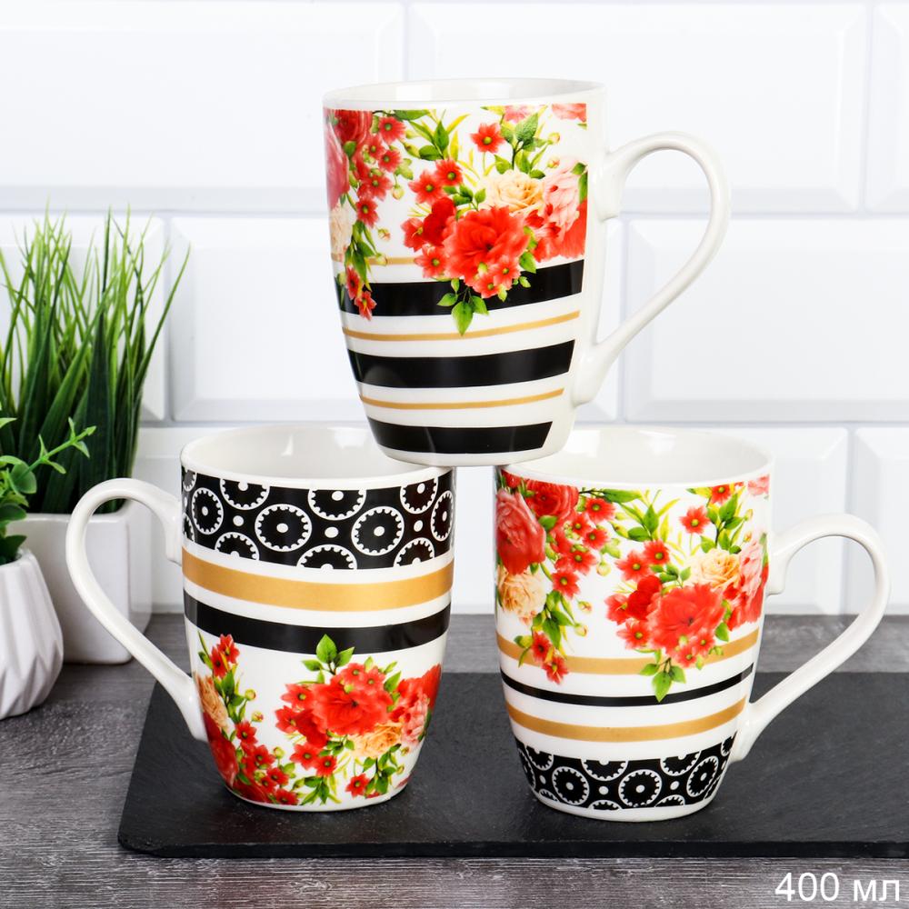 Кружка 400 мл Цветы / K5035 /уп 72/ ПРОМО АКЦИЯ