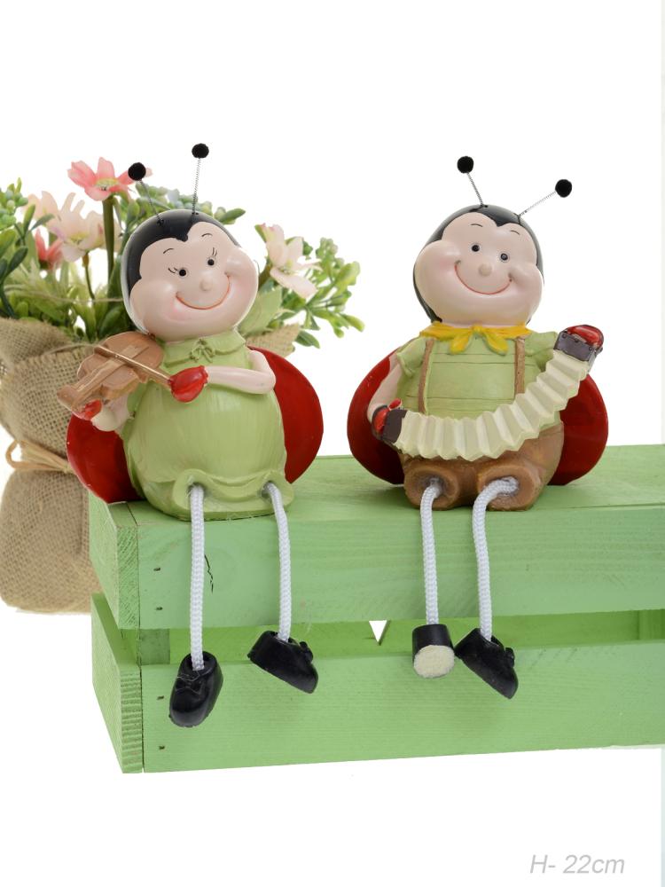 Фигурка Божья коровка висячие ножки 2 штуки набор 22 см / 9872 /уп 48/_