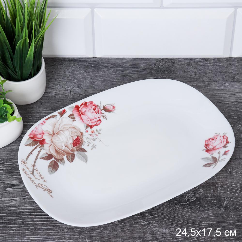 Блюдо 240*140 мм /41/1186555957513595220 (6916) /уп 1/ серия Чайная роза