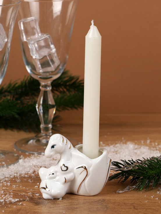 Подсвечник Лошадь 8 см / B5448 /уп 144/Символ года 2026 / 744510 /С  костяной фарфор