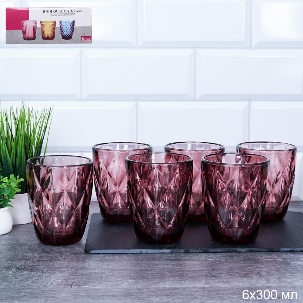 Стакан 6 штук 300 мл низкий / KF-032-2 /уп 8/ бордовый