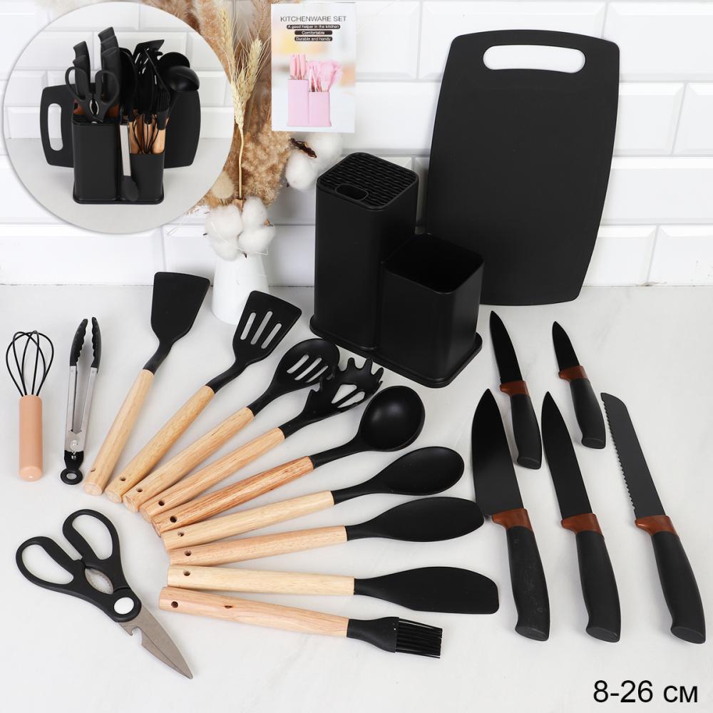 Кухонный набор силиконовый 19 предметов в подставке / WG-604 /уп 12/ 1,3/ Черный