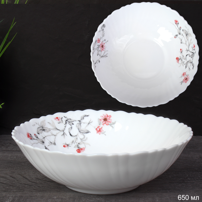 Тарелка глубокая суповая 650 мл 175 мм / TW-70 (7318) /уп 48/ Серый кустик 721993