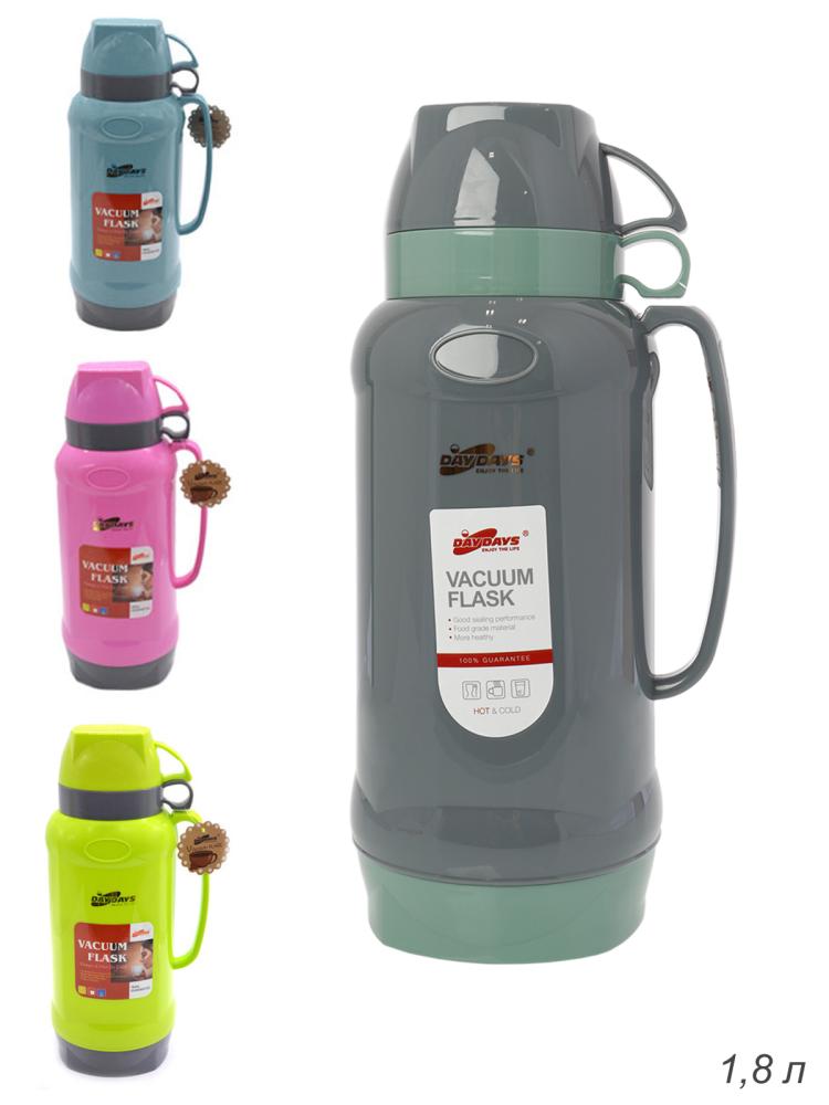 Термос 1,8 л со стеклянной колбой / 388-180TT /уп 12/ 2 кружки в комплекте