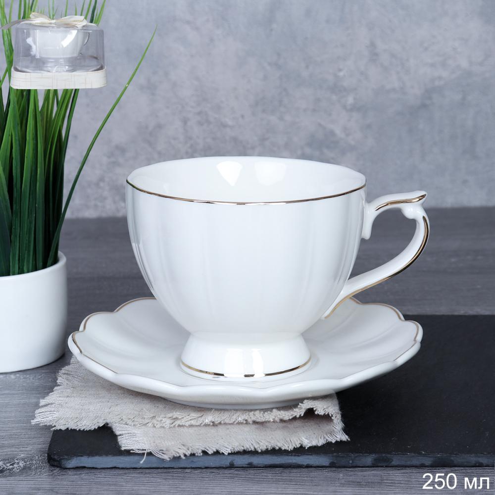 Чайная пара 2 предмета 250 мл PVC / GC47-2PV 240 /уп 36/ костяной фарфор 717308
