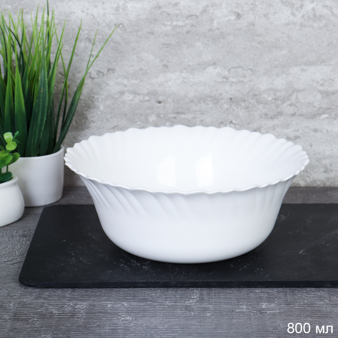 Тарелка глубокая суповая 800 мл Тюльпан Богатырь / FLHKW70 (WHITE) /уп 48/ 731422