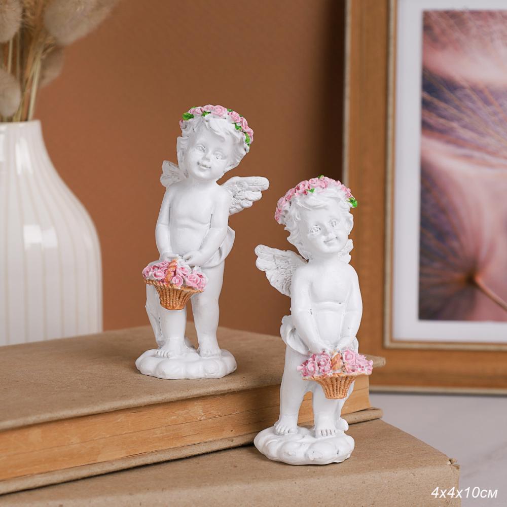 Фигурка Ангел 10 см / L1767 /уп 2/240/розовые цветы