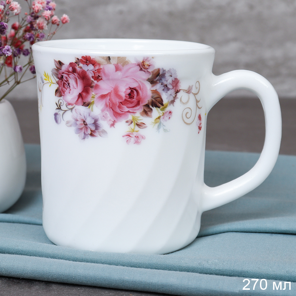 Кружка 270 мл рифленая / XCB250 (19010-1) /уп 6/48/ серия Розовая композиция