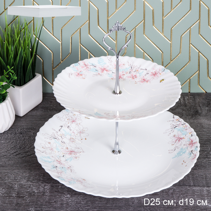 Ваза для сервировки 2-х ярусная / WG-2/LXP80/100 (23014) /уп 12/ Нежность АКЦИЯ