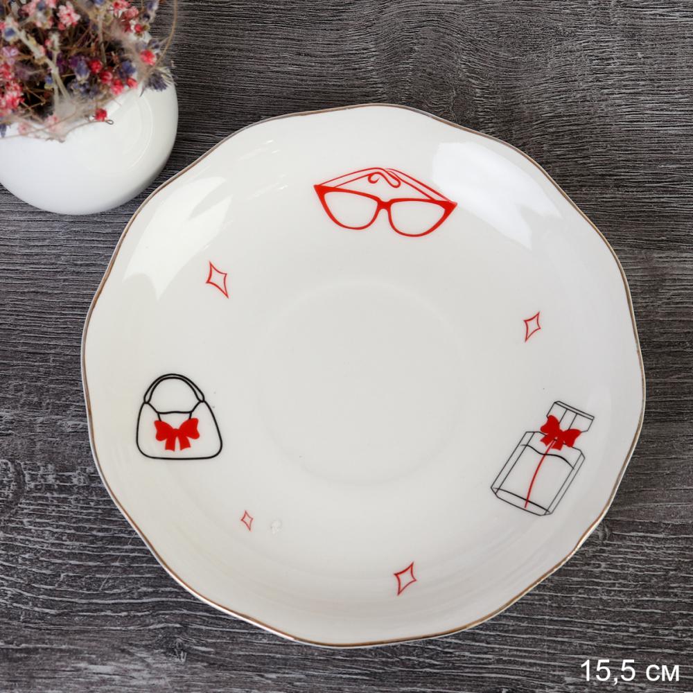 Блюдце Бабушка / RS/12-RS/2-FY23012 Grey /уп 8/