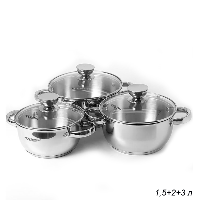 Кастрюли 6 предметов Антея / KT05-А /уп 2/ 1,5 , 2,0 , 3,0 л
