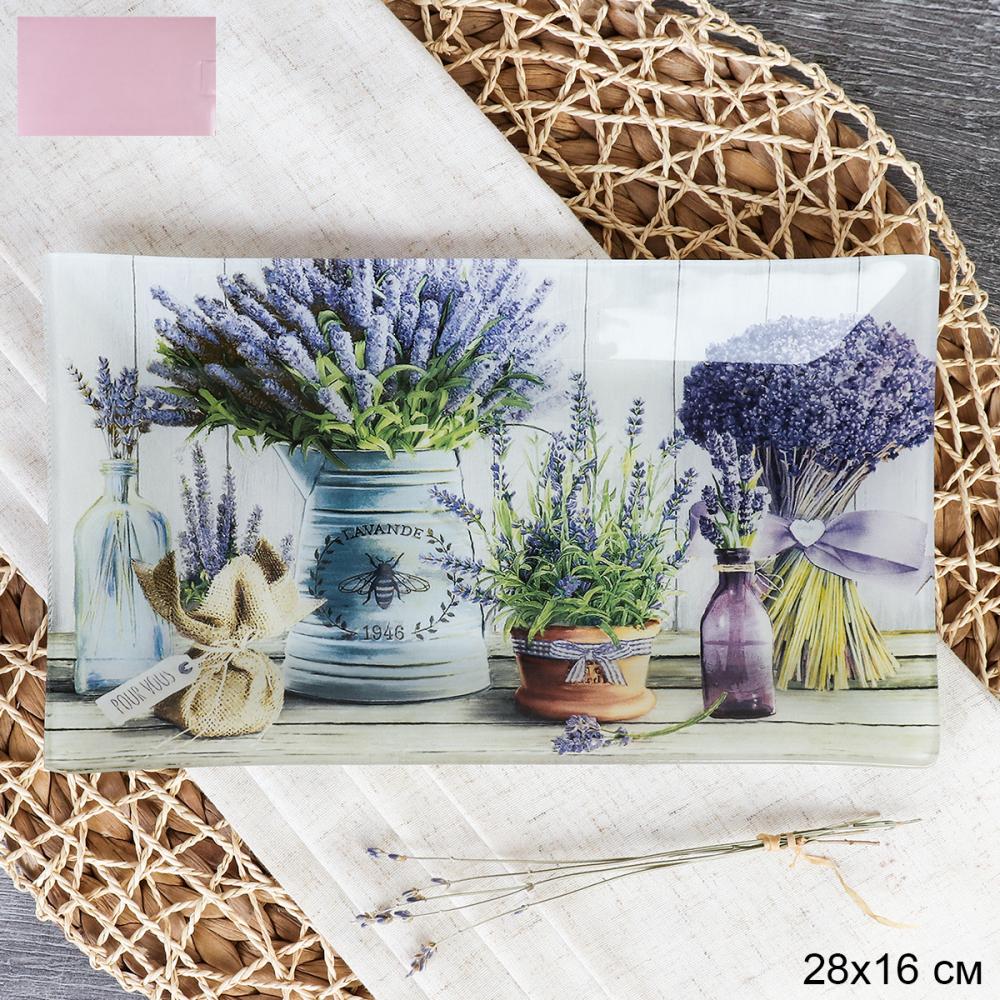 Блюдо прямоугольное 28x16 см / S322816 BB039 GREY Лаванда / уп 6/48/ цветная коробка