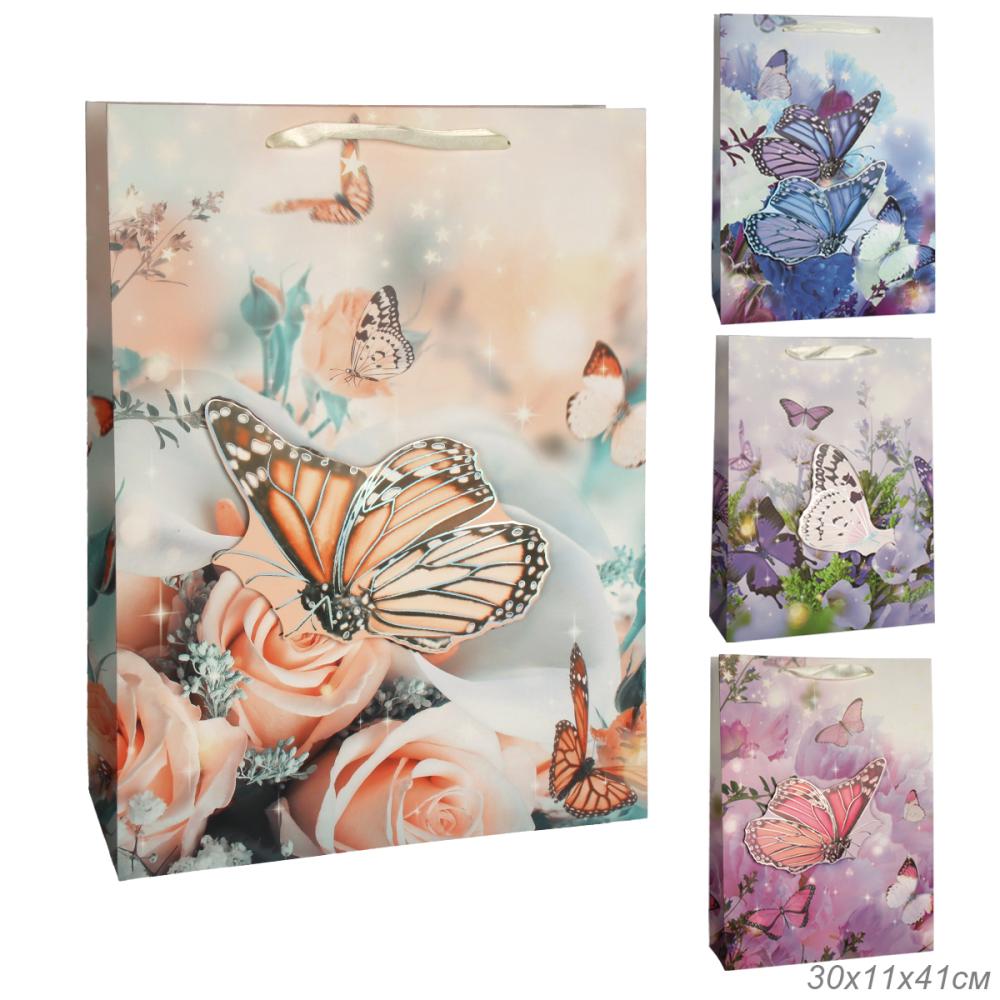 Пакет подарочный 30х41х11см / 3022-3 /уп 360/микс/210г/м2