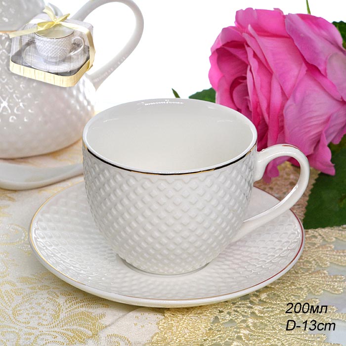 Чайная пара 2 предмета ПРОМО АКЦИЯ / TC69E-GL1 /уп 36/ костяной фарфор