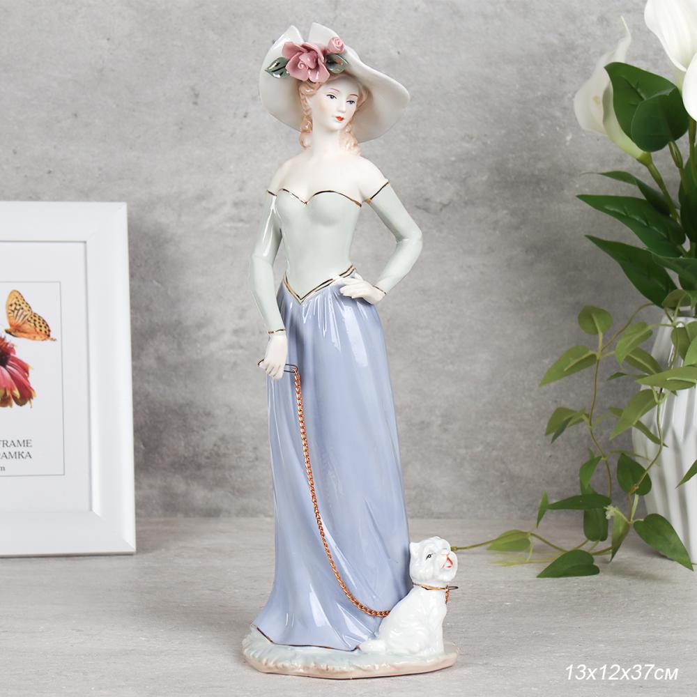 Статуэтка Дама с собакой 37 см / HW-16 /уп 12/