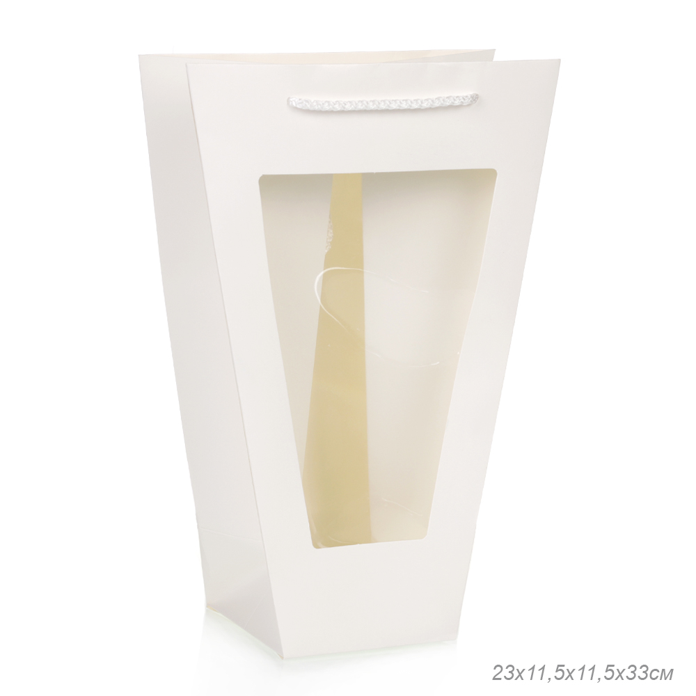 Пакет подарочный с окном 33х23х11,5х11,5 / 904-61 /уп 10/200/белый