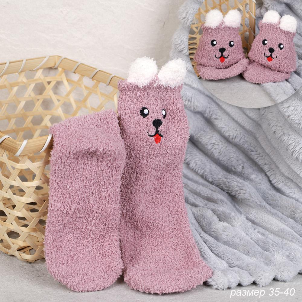 Носки женские флисовые р. 35-40 Лапки новогодний №12 / MNZ-16/12 /уп 12 /700654