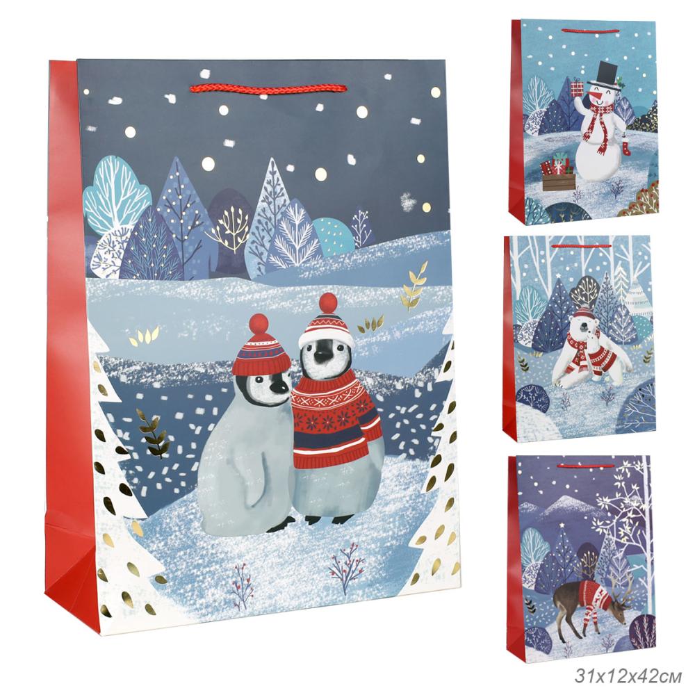 Пакет подарочный 31х42х12см / 5386ХL /уп 12/300/Новый год
