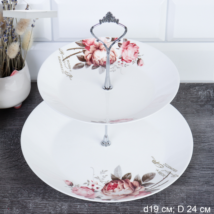 Ваза для канапе 2-х ярусная Евро / FLMLQP75/95 (20032) /уп 12/ Чайная роза 737114