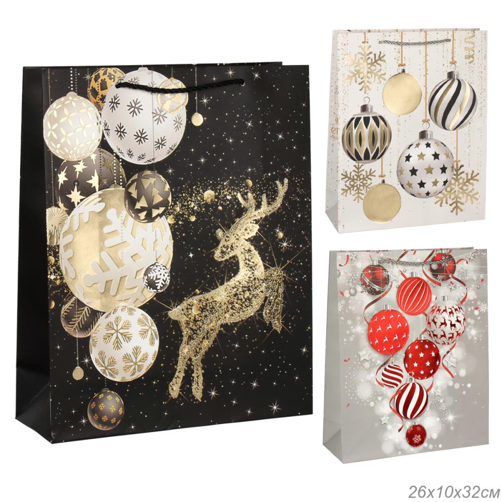 Пакет подарочный 26х32х10 / 5644-M /уп 12/480/ микс Новый год