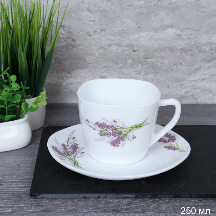 Чайная пара 250 мл квадратная ПАРА / FXB220/12 (7131-3) / Лаванда