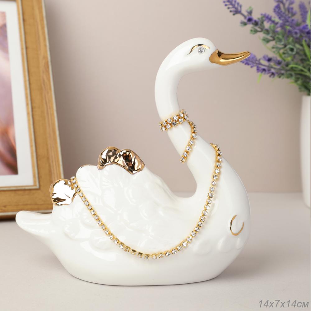 Статуэтка Лебедь белый 14 см / B3024-4 /уп 36/стразы