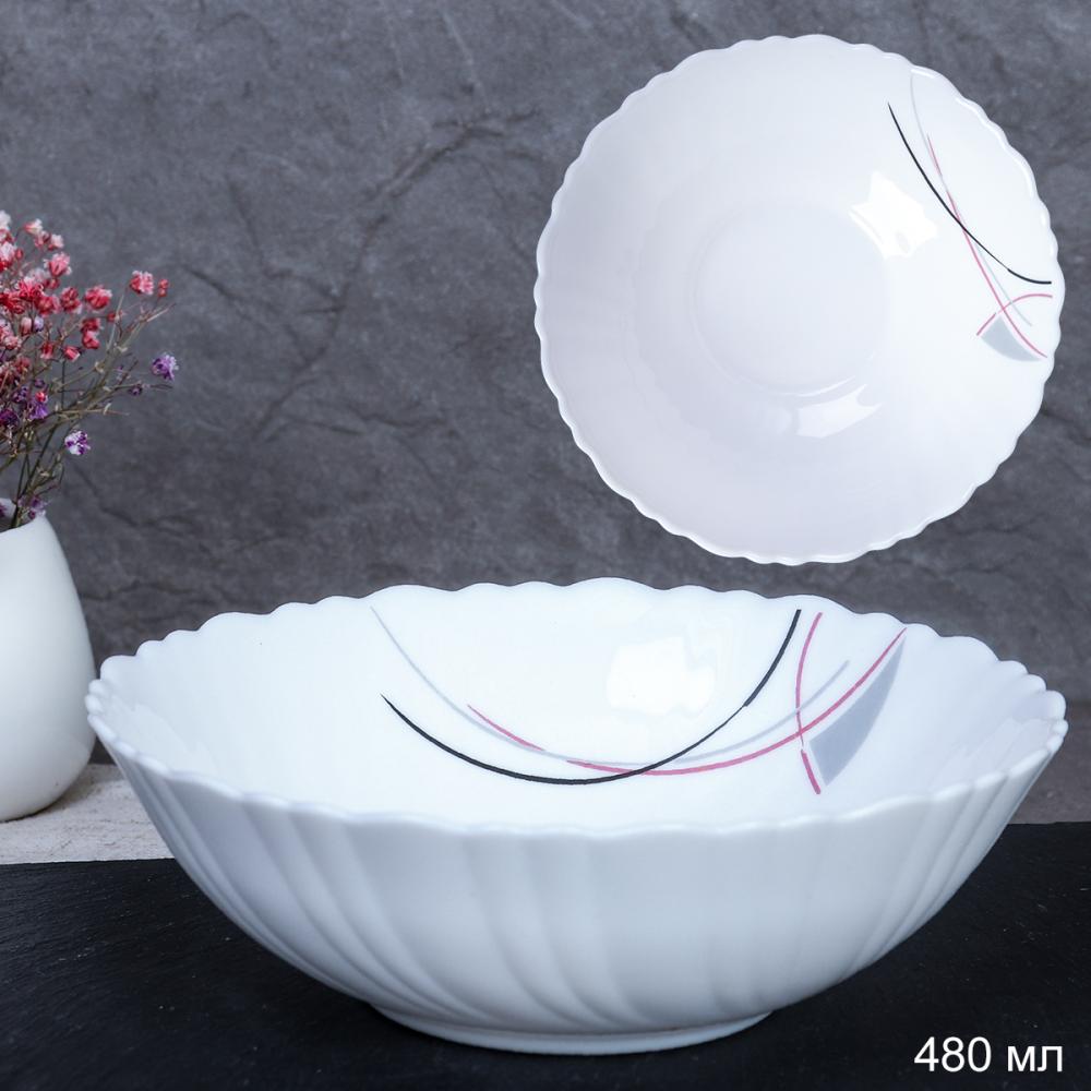 Салатник 480 мл 155 мм тарелка глубокая / TW-60 (7267) /уп 6/72/ Полосы бордо