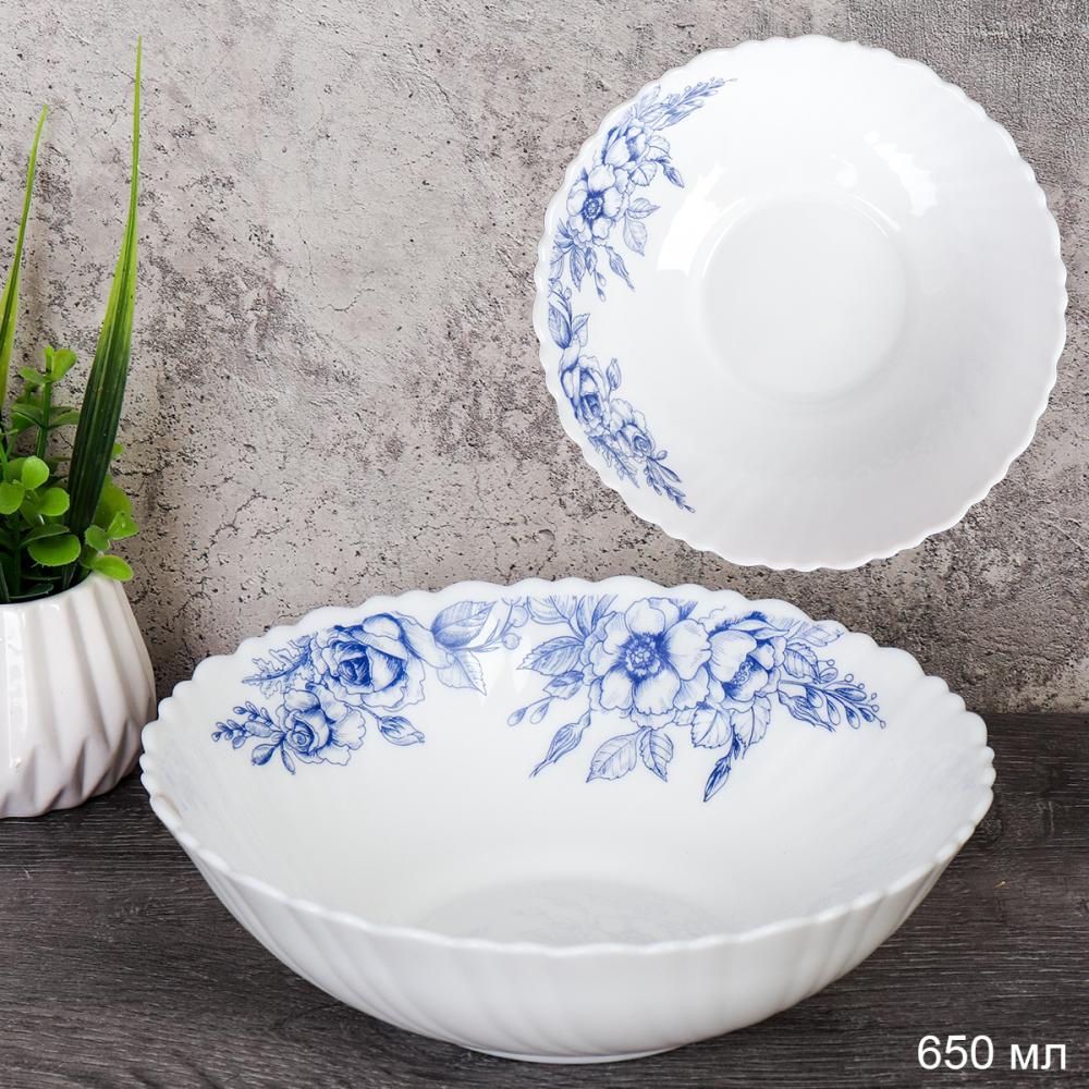 Салатник 650 мл 175 мм тарелка глубокая / TW-70 (7367) /уп 48/ Цветы гжель