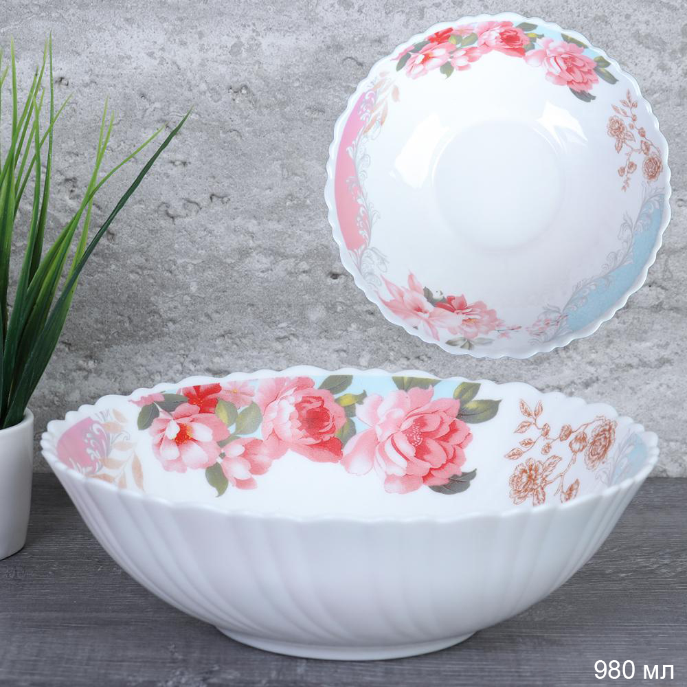 Тарелка глубокая суповая 980 мл 200 мм / TW-80XN (6801) /уп 32/ Розы на голубом 692778