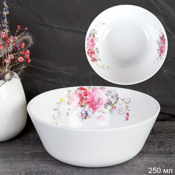 Бульонница 250 мл Евро / FLMLW45 (19010-1) /уп 108/ Розовая композиция