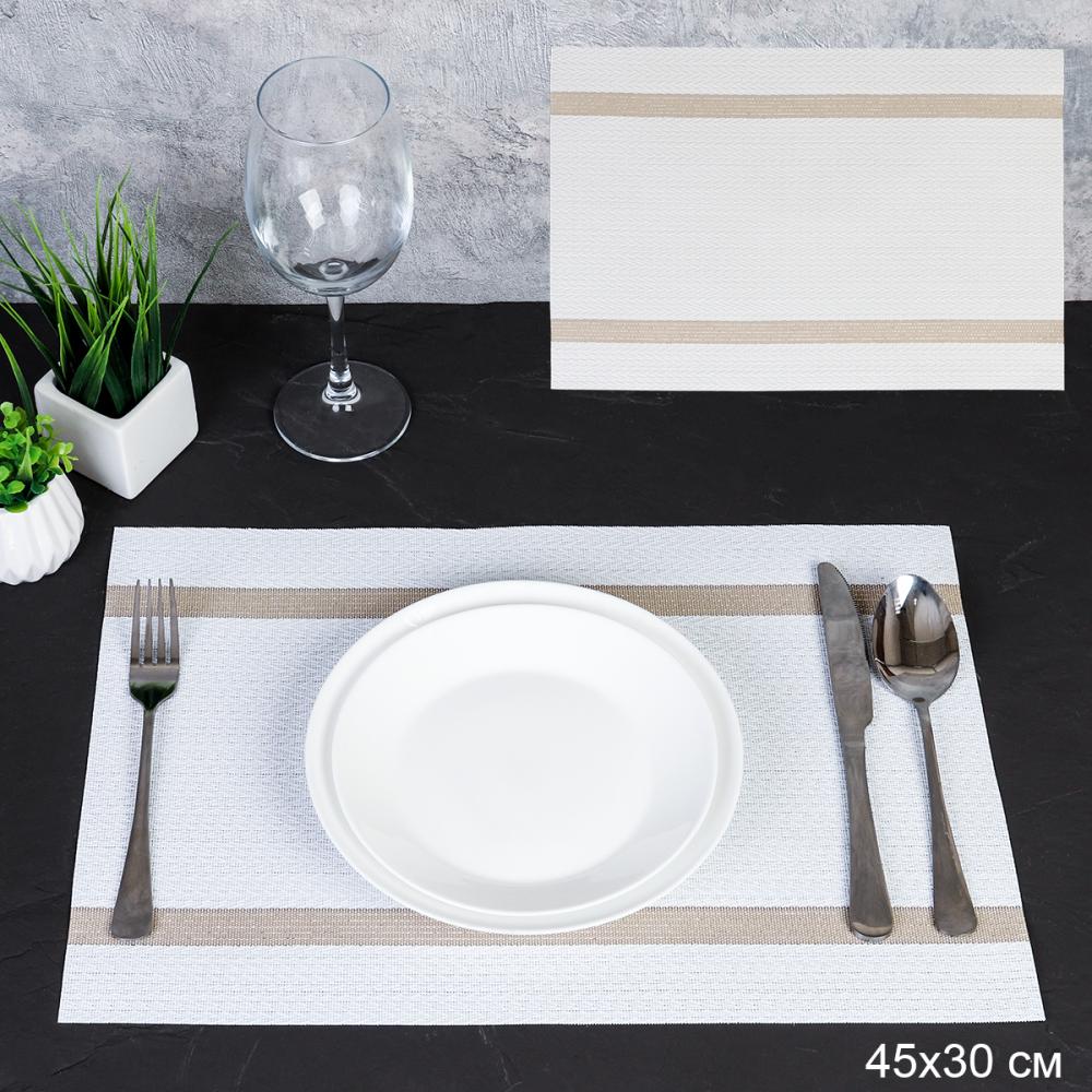 Салфетка для сервировки стола 30х45 см ШТУЧНО / B116 /уп 10/300/ белая с горизонтальной полосой