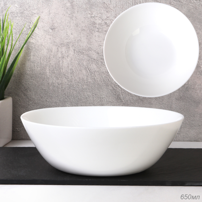 Тарелка глубокая суповая 630 мл Дэй LYG60 (white) /уп72/ 745628