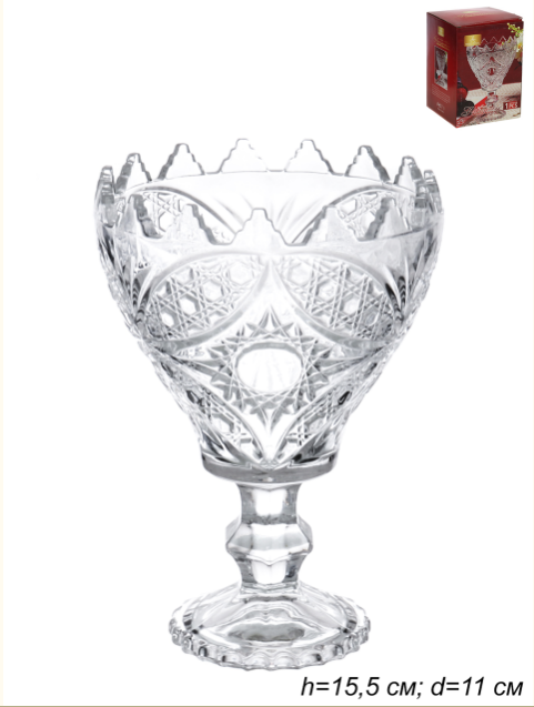 Ваза хрустальная на ножке 11x15.5 см / ER-4225/5216A /уп 36/ Бабочка