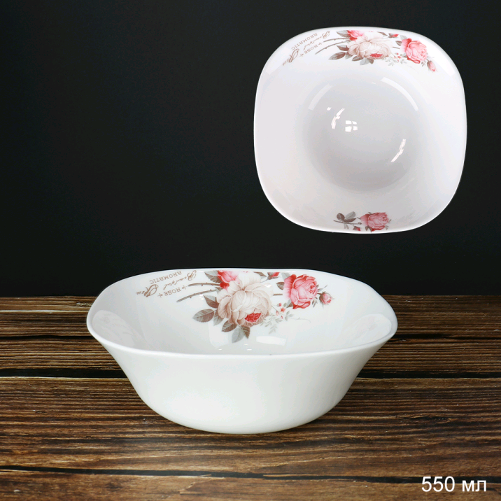 Тарелка суповая квадратная 550 мл 152 мм / FSW-65XN (6916) /уп 6/60/ серия Чайная роза/ 679845