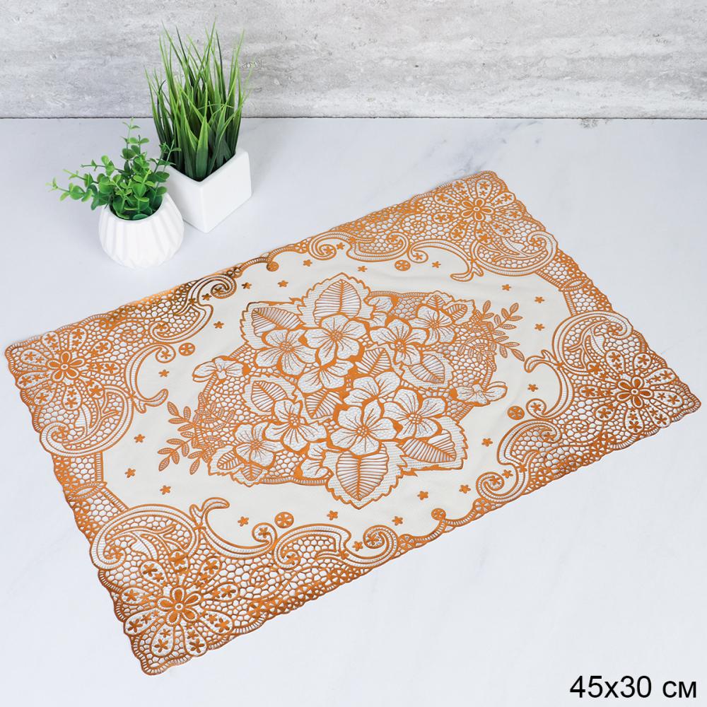 Салфетка для сервировки стола 30x45 см 10 штук набор Цветы / ZC1 /уп 60/*золото