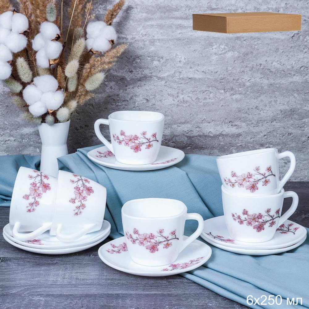 Чайный набор 12 предметов 250 мл квадратная / GRAY-FXB220/12 (7196) /уп 8/ Сакура