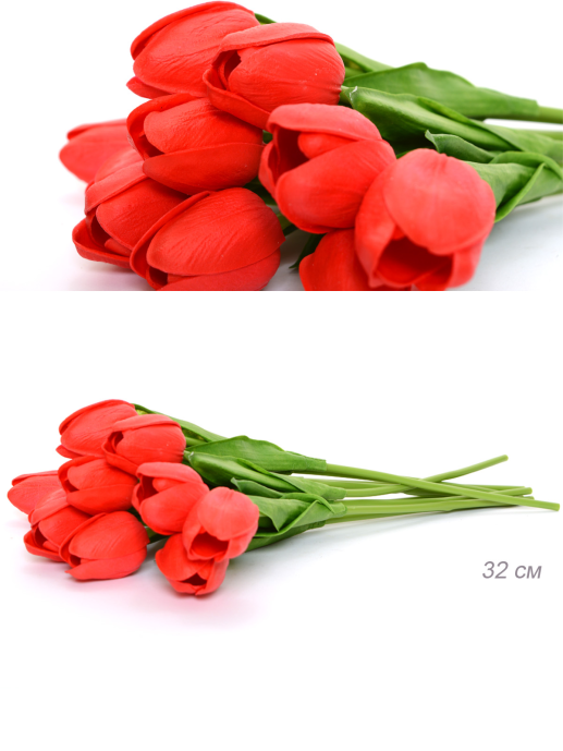 Цветок искусственный Тюльпан красный 33 см латекс / J125-5 /уп 150/1500/ПРОМО АКЦИЯ