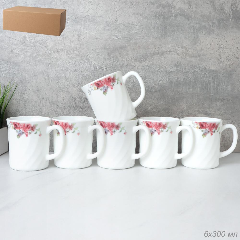 Кружка 6 штук 270 мл рифленая / XWCB250 (2024) /уп 6/ Розовая композиция