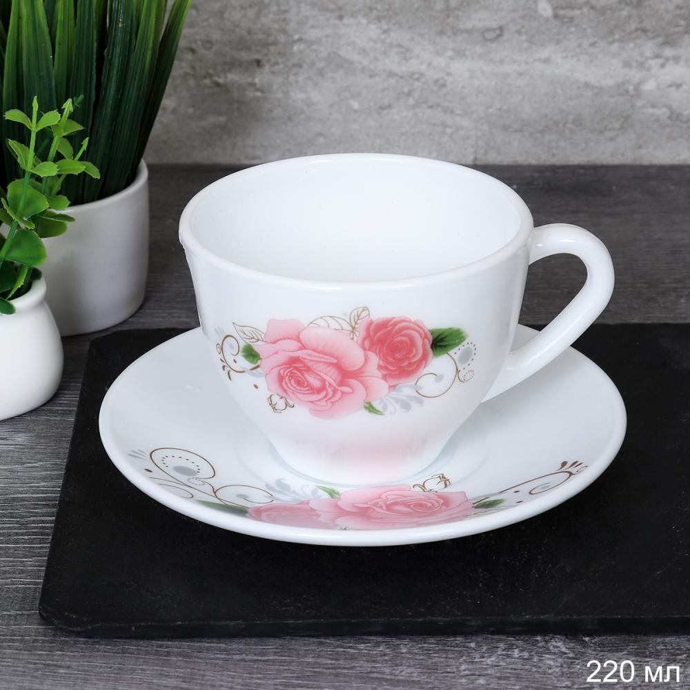 Чайная пара 220 мл ШТУЧНО / GB220/12 (6795) Роза с завитками