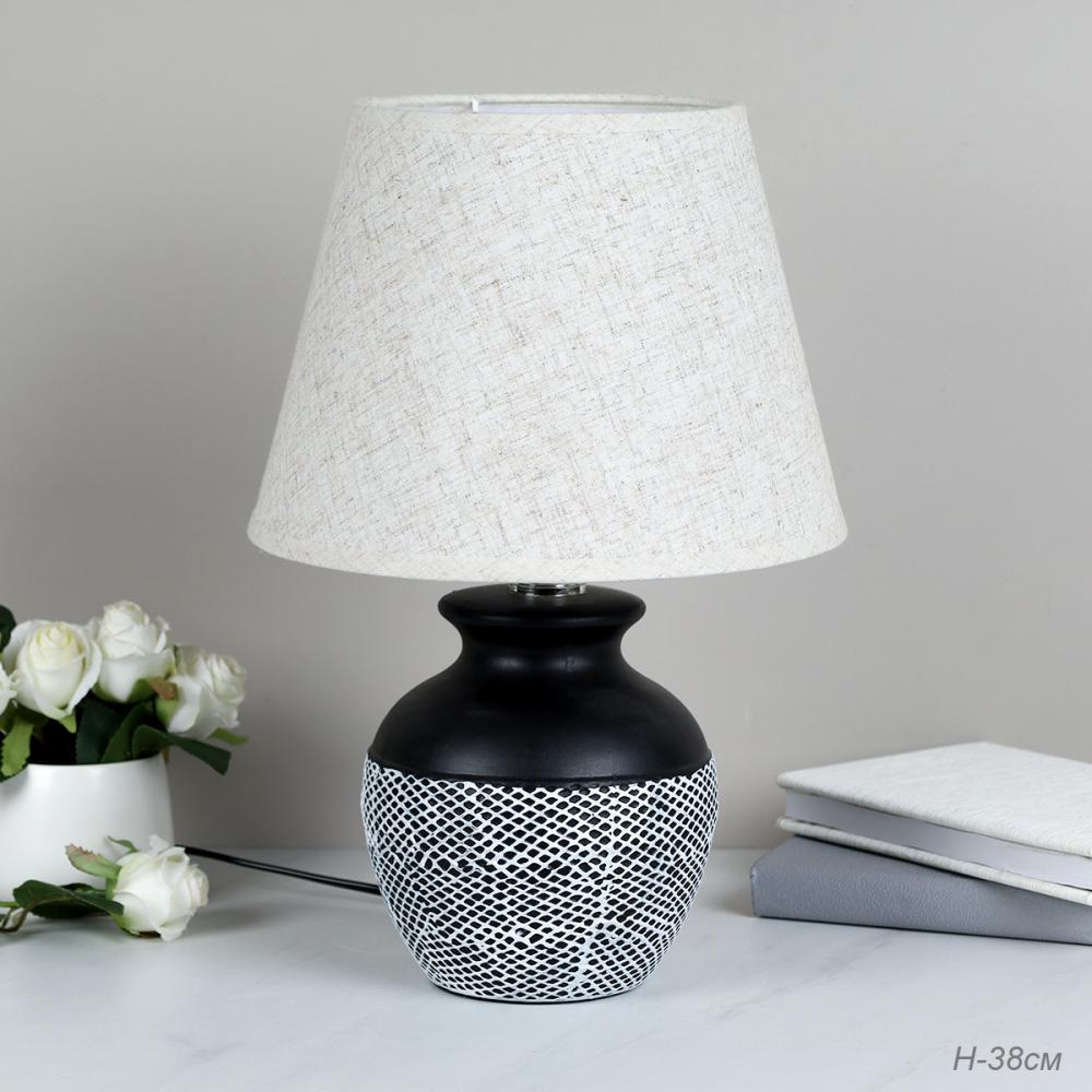 Светильник настольный 38 см / YM220317 черный с белым абажуром 713810