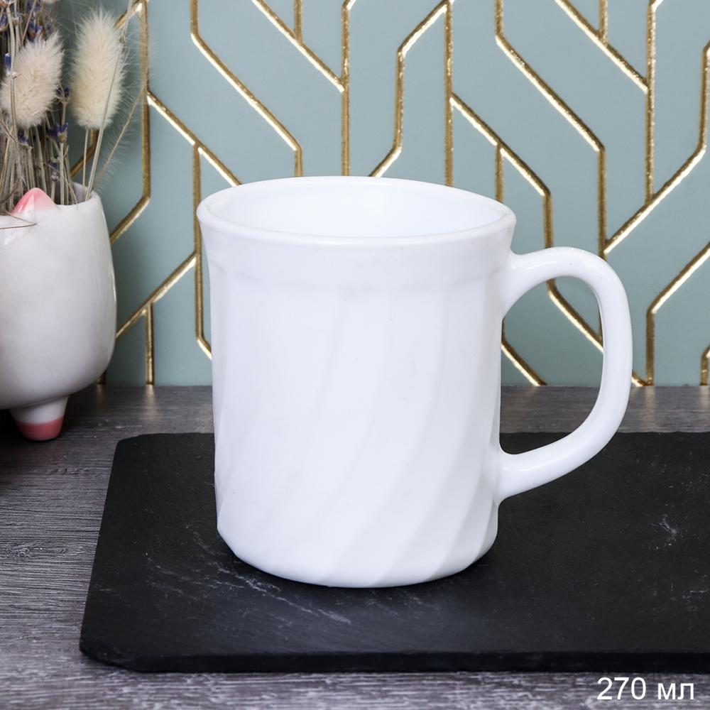 Кружка 270 мл 9 см рифленая белая / BY09XWB250JC /уп 4/24/